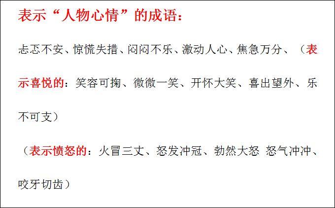表达心情的成语（表示心情成语的分类）